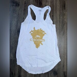 Crooks & Castles White Tank Top with Gold Graphic